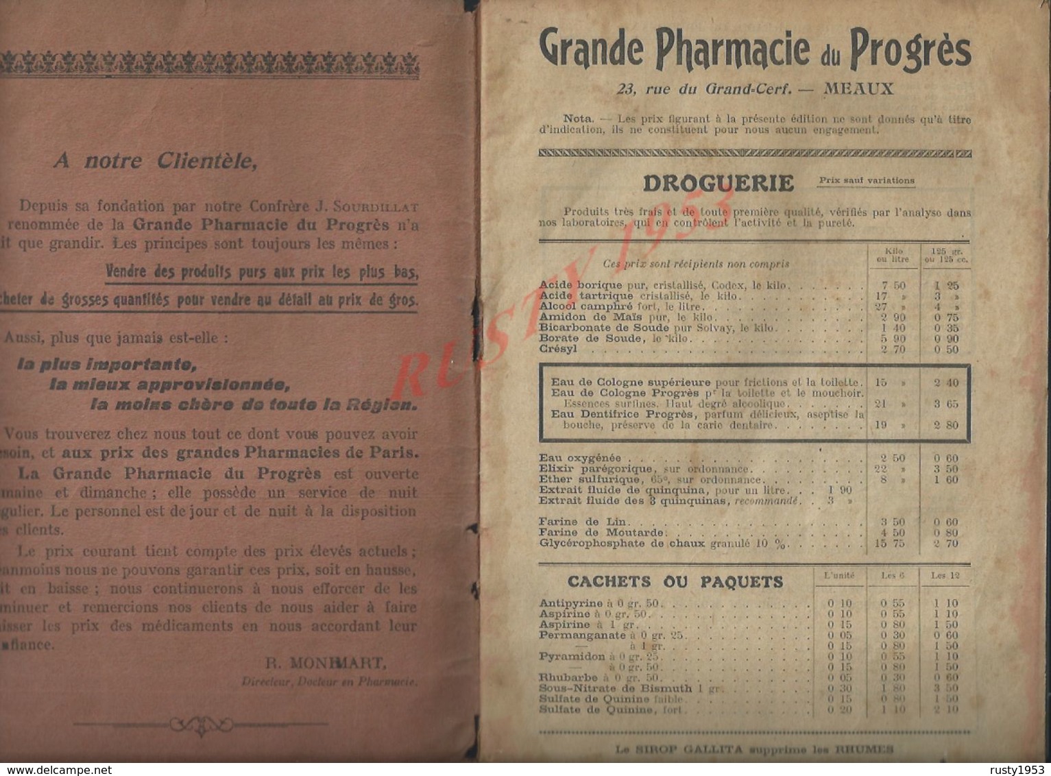 GUIDE DE SANTÉ GRANDE PHARMACIE DU PROGRÉS DE 49 PAGES À MEAUX RUE DU GRAND CERF VEND EN ETAT AVEC DIVERS PUBLICITÉS  : - Santé