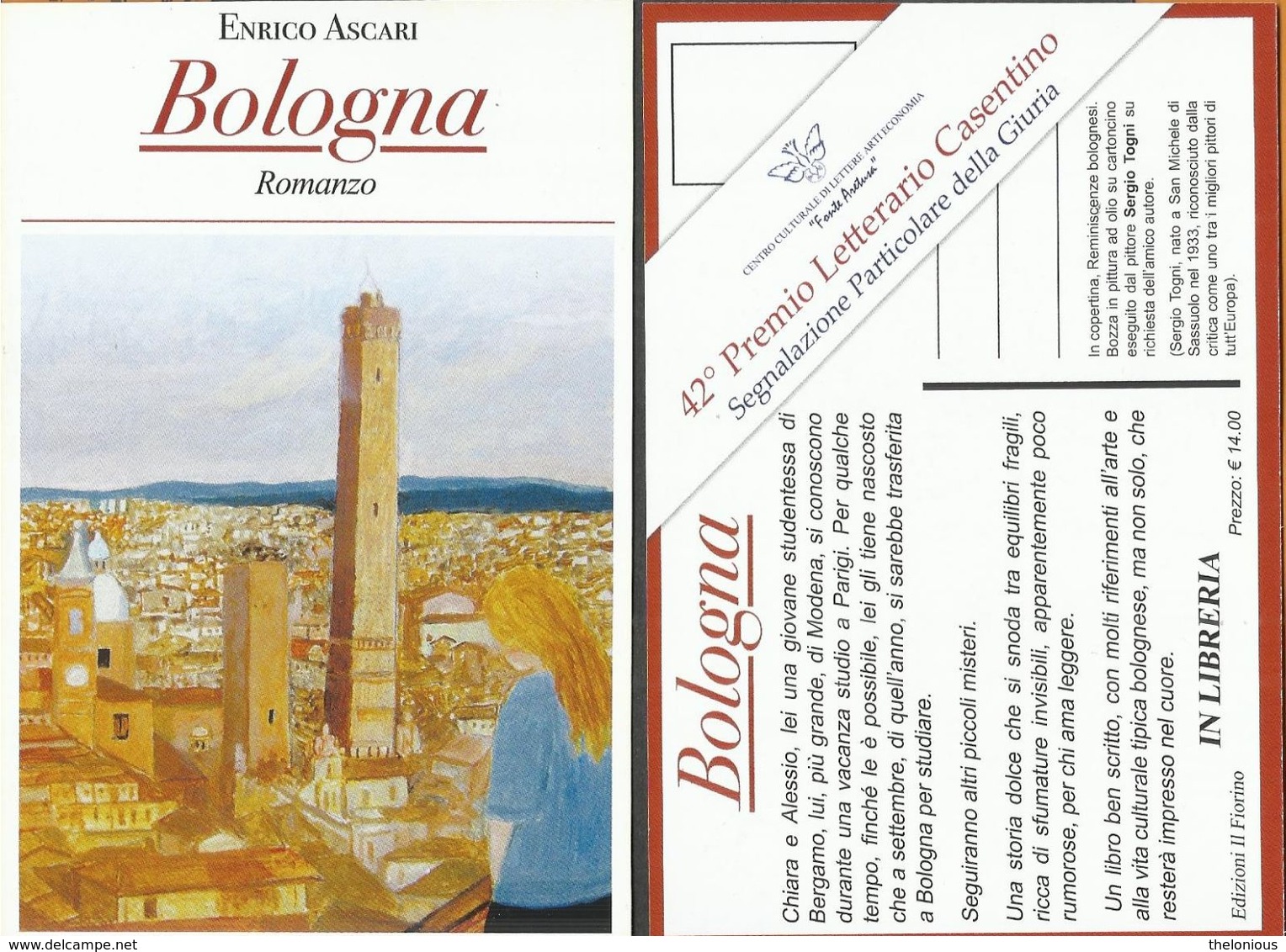 * Enrico Ascari: Bologna - Romanzo, Cartolina Pubblicitaria Del Libro - Libri & Cataloghi