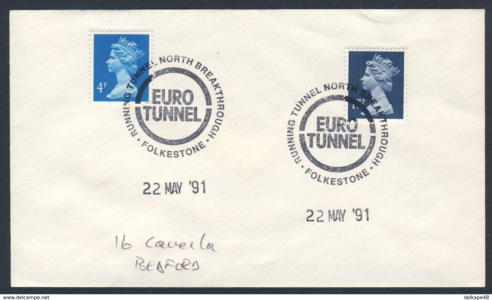 Great Britain 1991 Cover / Brief  / Lettre - EURO TUNNEL - Running Tunnel South Breakthrough - Folkstone - Calais - Treinen