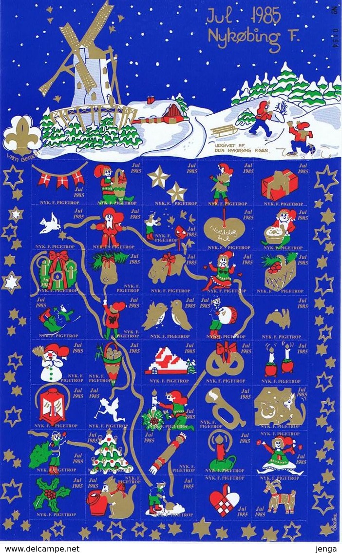 Denmark; Scouting;  Local Christmas Seals - Nykøbing F.  Full Sheet 1985.  MNH ** - Not Folded - Autres & Non Classés