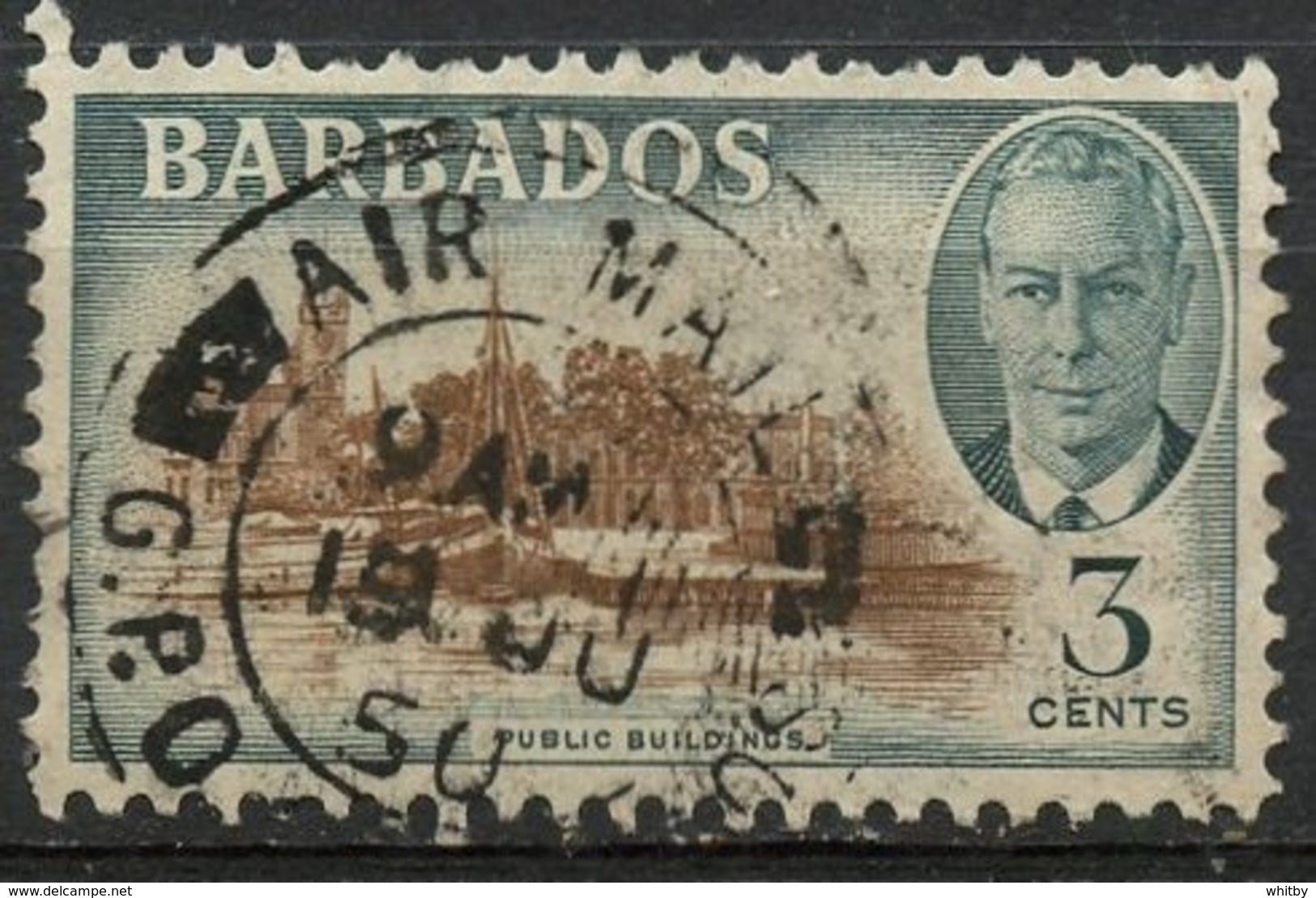 Barbados 1950 3p Public Buildings Issue  #218 - Barbados (1966-...)