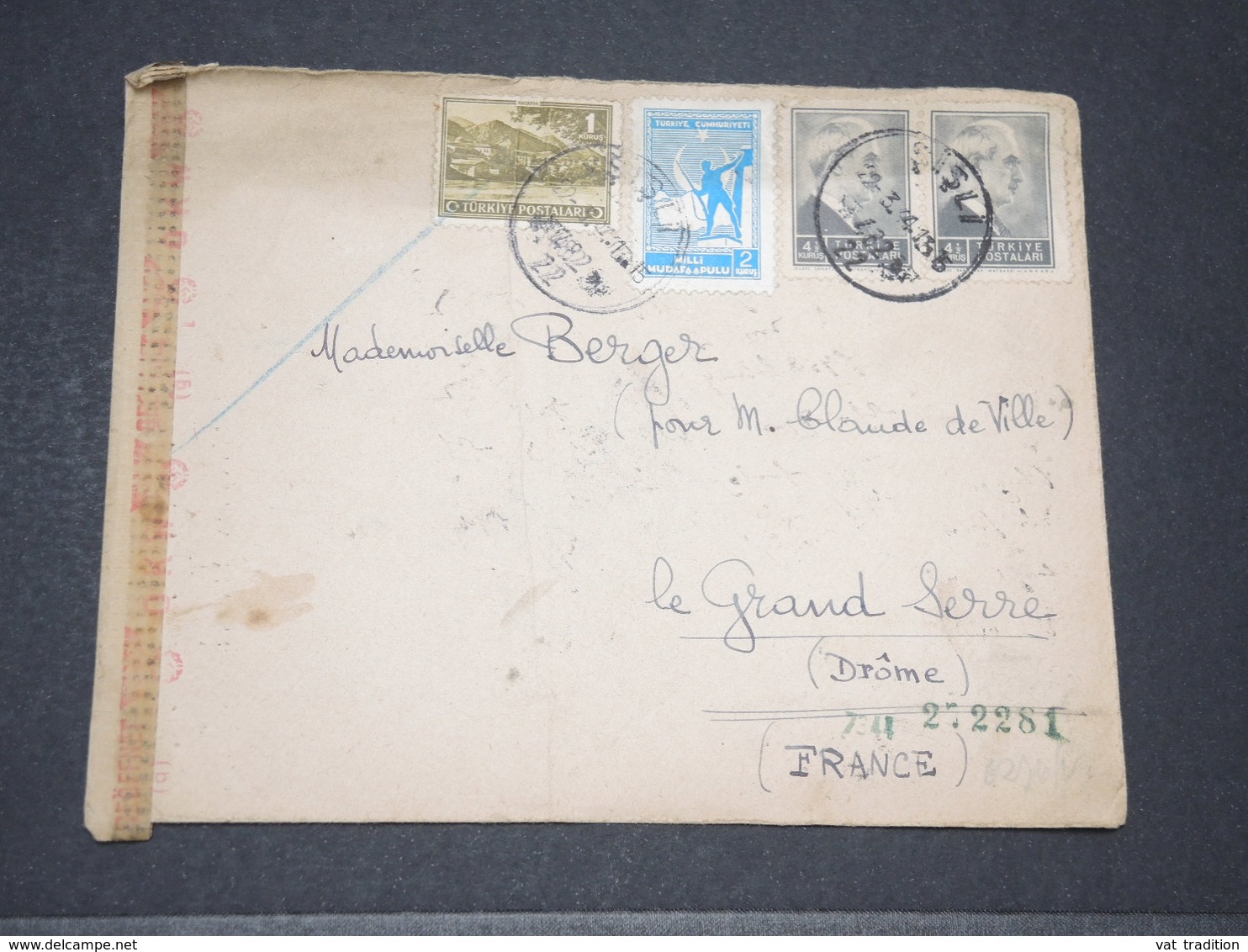 TURQUIE - Enveloppe De Istambul Pour La France En 1944 Avec Contrôle Postal Allemand - L 14237 - Storia Postale