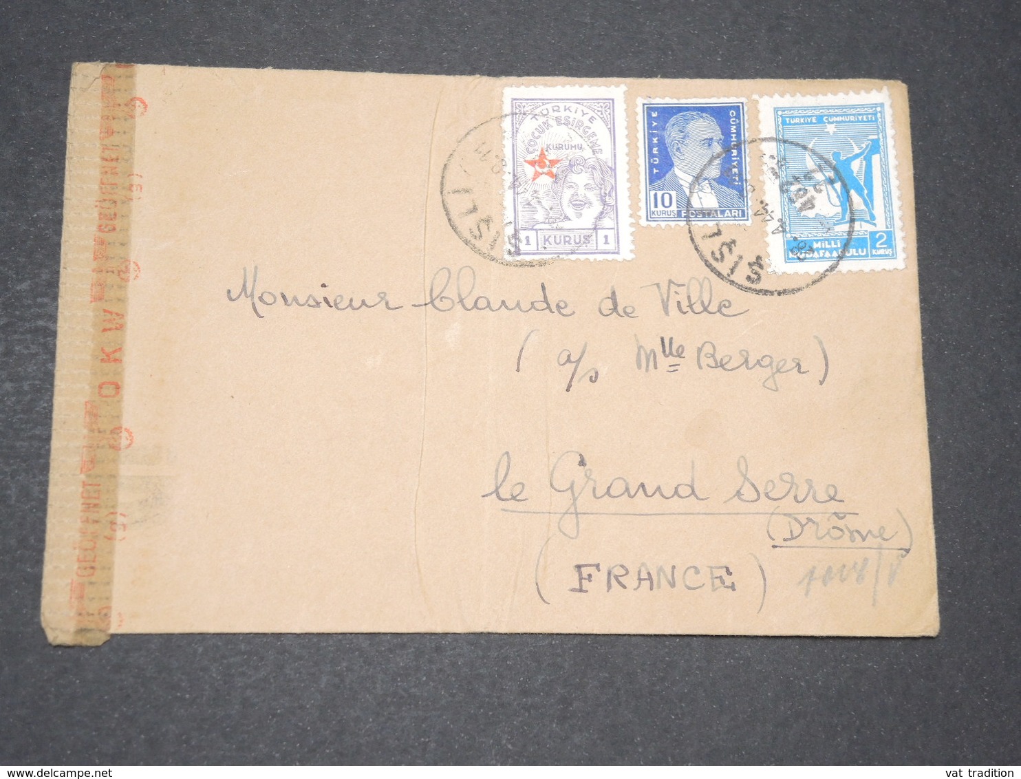 TURQUIE - Enveloppe De Istambul Pour La France En 1944 Avec Contrôle Postal Allemand - L 14238 - Brieven En Documenten