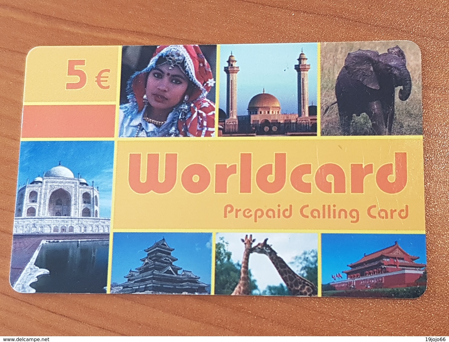 Worldcard - 5 € - Moschee / Elefant / Giraffe   -   Used Condition - [2] Prepaid