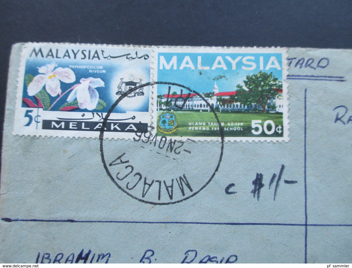 Malaysia 1966 R-Brief Malacca No 5036 Nach Katong Singapore! 5 Stempel!! - Malaysia (1964-...)