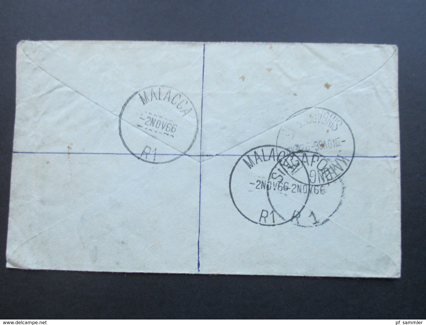 Malaysia 1966 R-Brief Malacca No 5036 Nach Katong Singapore! 5 Stempel!! - Maleisië (1964-...)