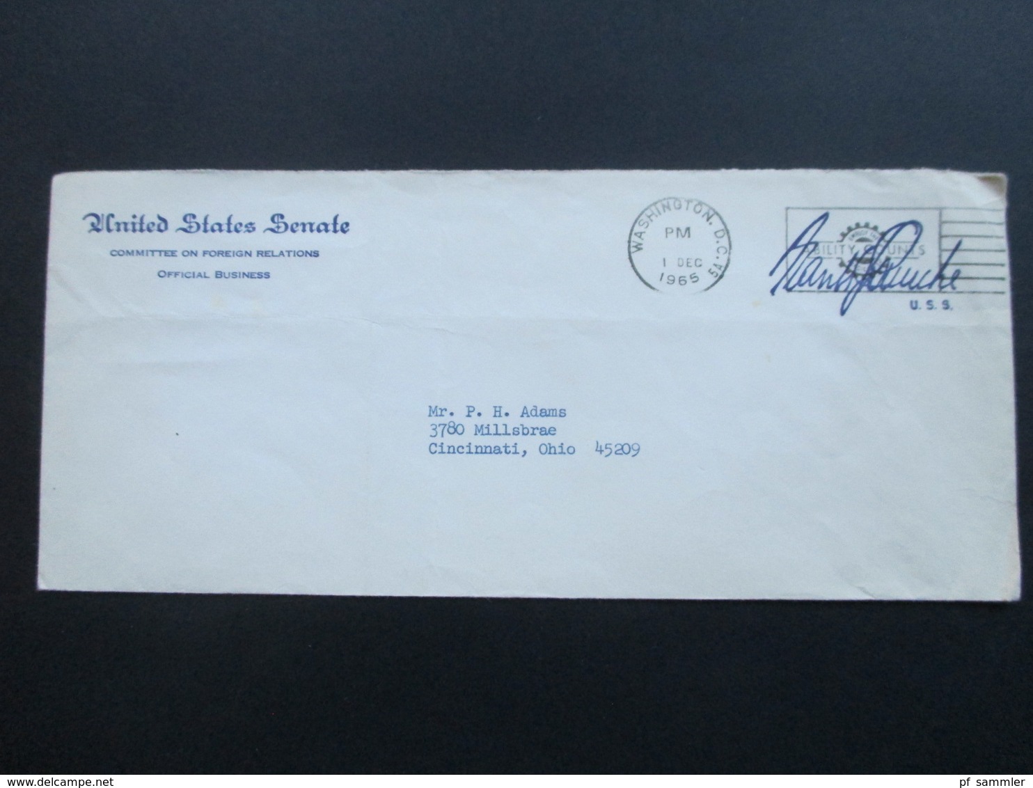 USA 1965 United States Senate Comittee On Foreign Relations. Washington DC. Stempel: USS - Lettres & Documents