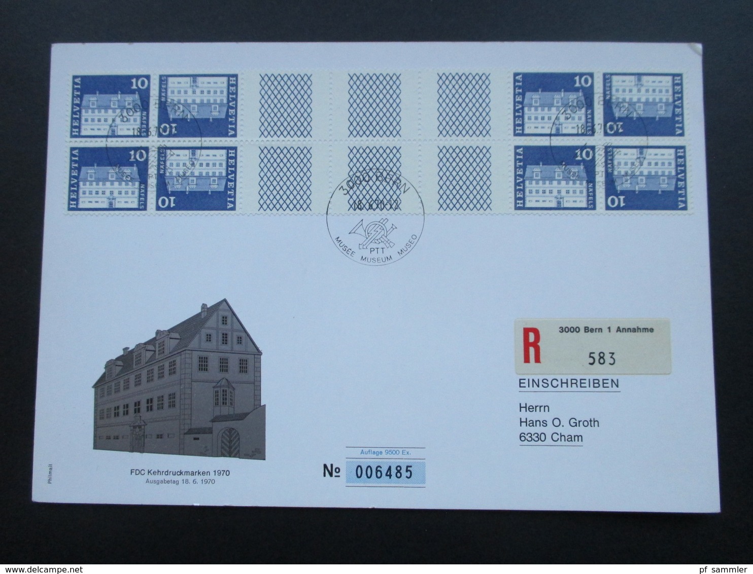 Schweiz 1970 FDC Sondekarte Kehrdruckmarken / Zierfeld. PTT. Auflage 9500 Stk. - Tête-bêche