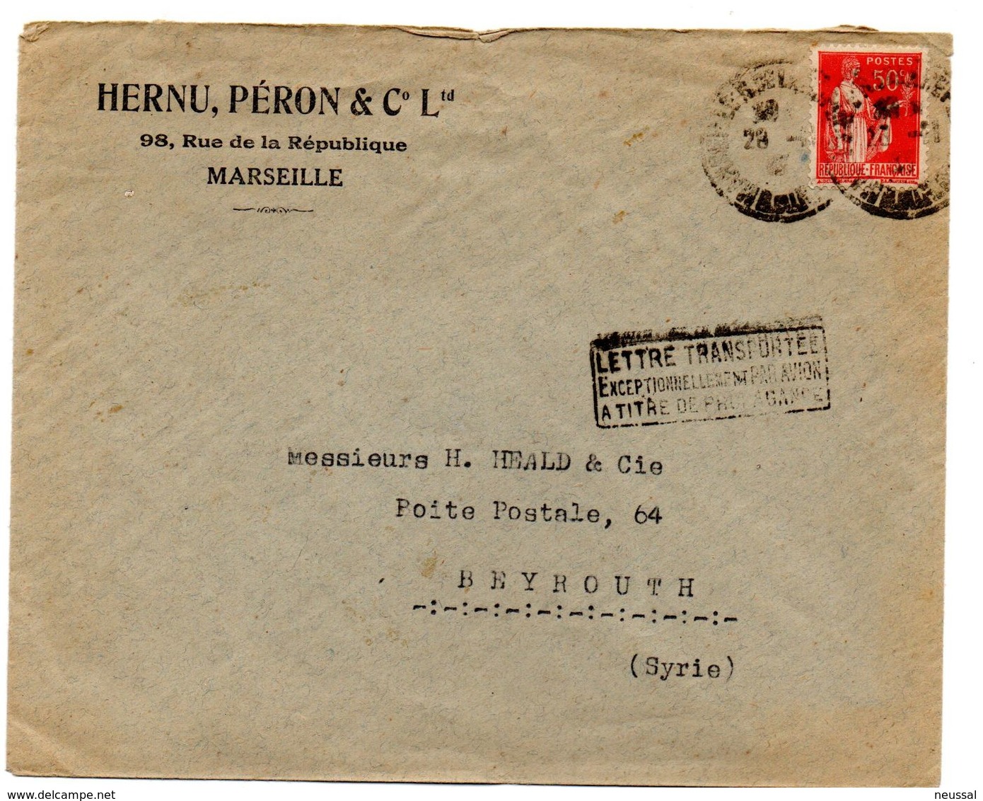 Carta De Francia De 1933 Direccion Siria - Cartas & Documentos