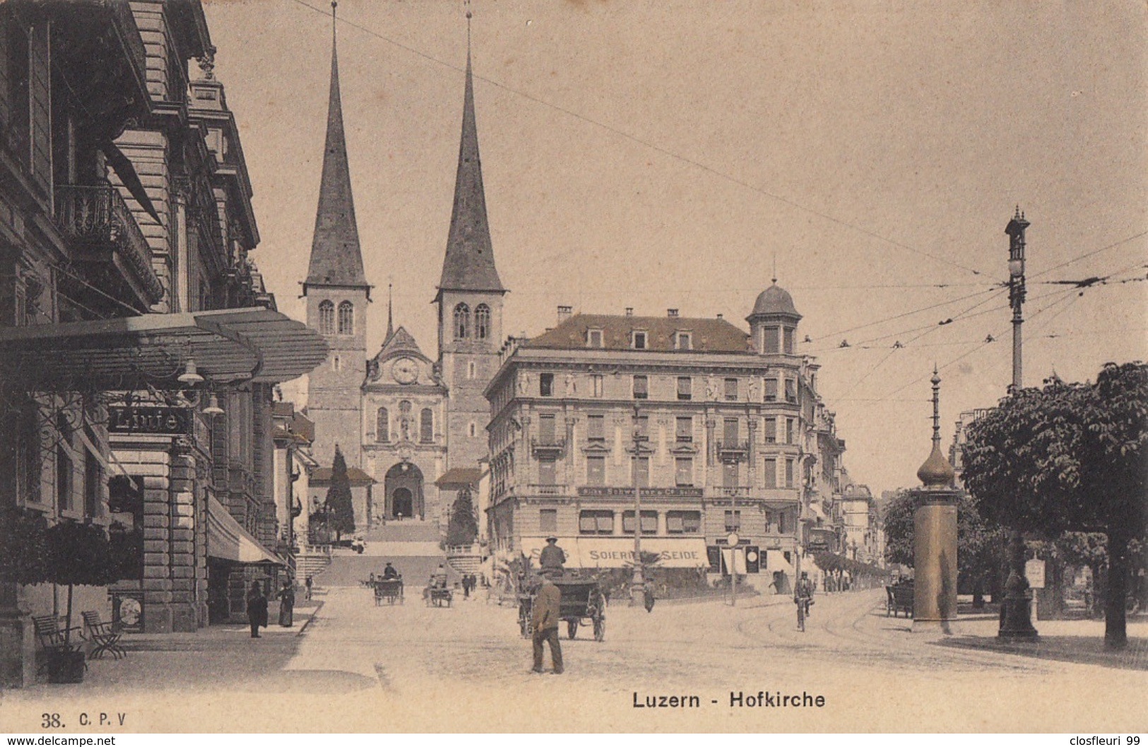 Lucerne / Luzern : Hofkirche. Belebte Karte. 9.VI.1906 - Luzern