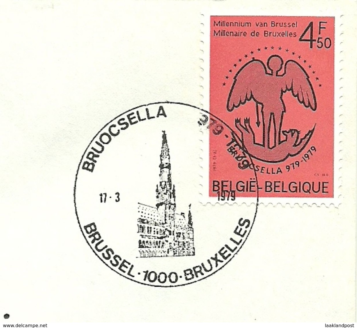 Belgium Special Day Cancel Townhal Brussel, Brussel 11/3/1979 - Monumentos