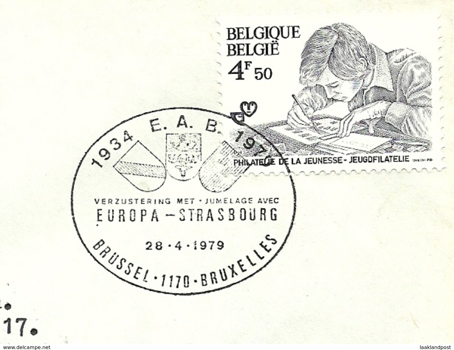 Belgium Special Day Cancel Shield Straatsburg, Bosvoorde, Brussel Europe 28/4/1979 - Omslagen