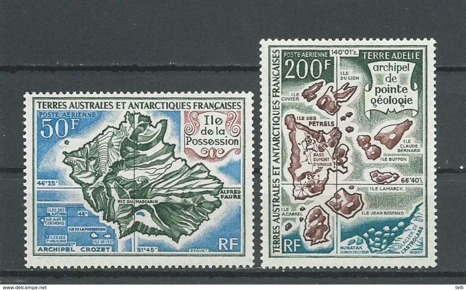 TAAF Scott C20, C22 Yvert PA23, PA24 (2) * Cote 91$ 1971 - Unused Stamps