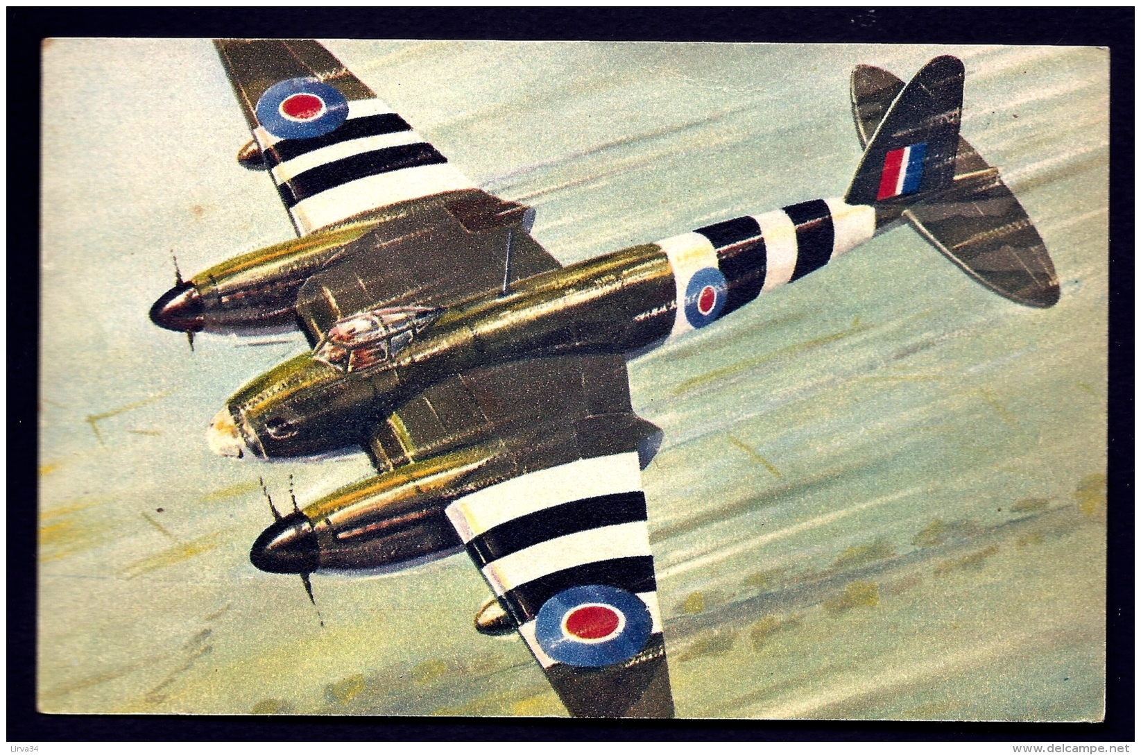 CPA AVIATION APRES GUERRE MONDIALE- BIMOTEUR MOSQUITO DE LA RAF- TRES GROS PLAN EN VOL - 1946-....: Ere Moderne