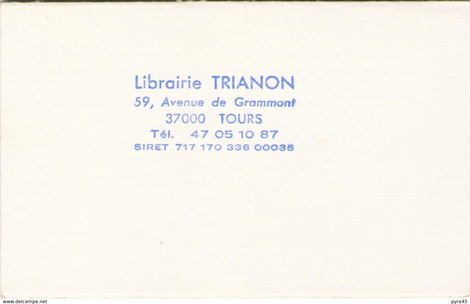 CALENDRIER LIBRAIRIE TRIANON A TOURS 1988 - Petit Format : 1981-90