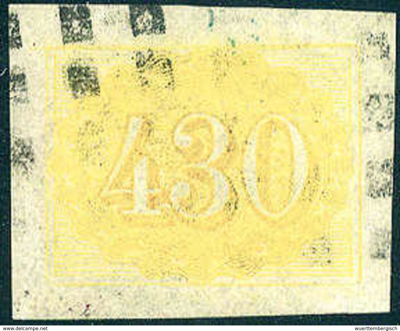 Gest. 430 R., Breitrandiges, Gestplt. Kab.-Stück, Fotobefund Eichele. (Scott 40)<br/><b>Katalogpreis: 200,-</b> (Michel: - Other & Unclassified