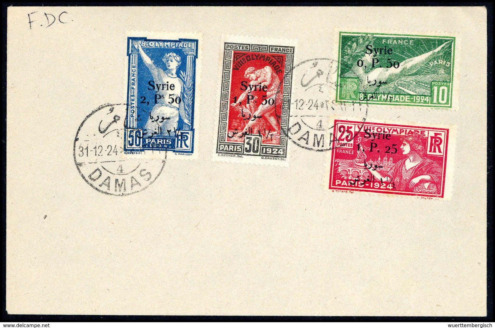 Olympische Sommerspiele 1924, Tadelloser Blanko-FDC Mit Stempel DAMAS 31/12 24. (Michel: 227/30) - Altri & Non Classificati