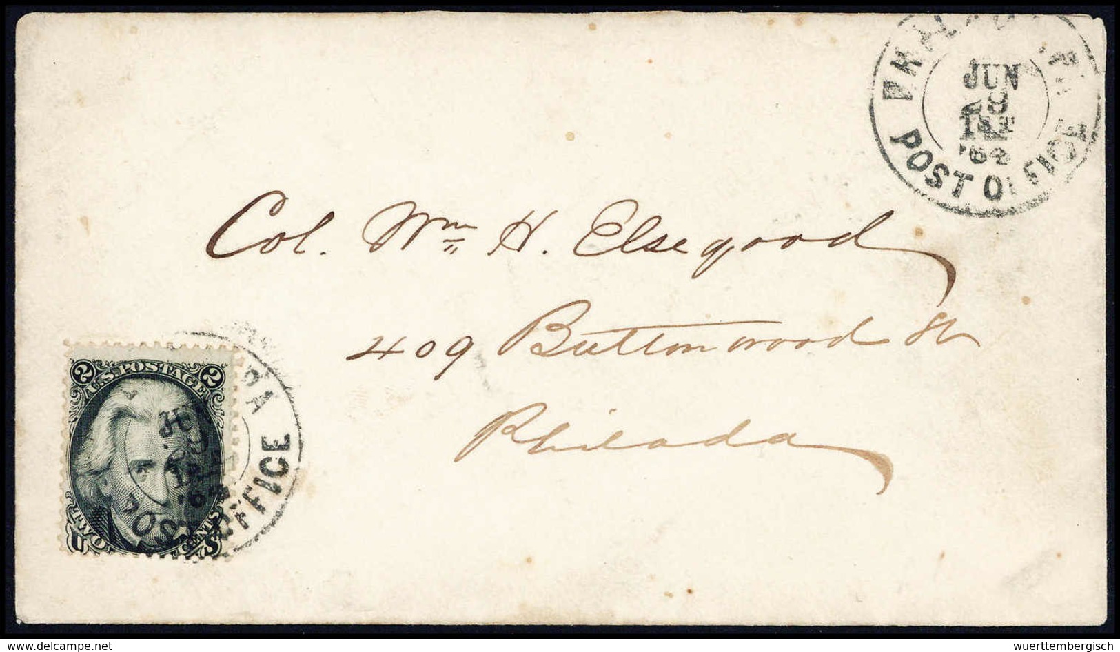 2 C., Einzelfrankatur Auf Schönem Ortsbrief Mit Stempel PHILADELPHIA POST OFFICE 8/6 64. (Michel: 17) - Other & Unclassified