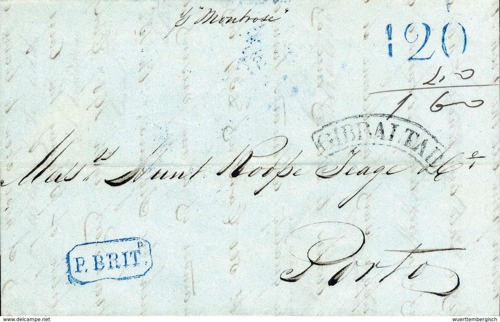 Beleg 1829/46, GIBRALTAR, Halbkreisstempel In Rot Und Schwarz Auf Drei Schönen Briefen, Einer Mit Barfrankierungsstpl. " - Other & Unclassified