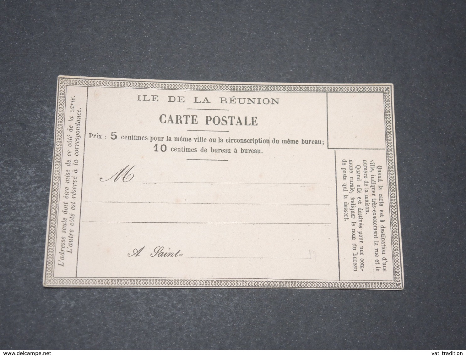 RÉUNION - Carte Précurseur Non Utilisé - L 14286 - Storia Postale