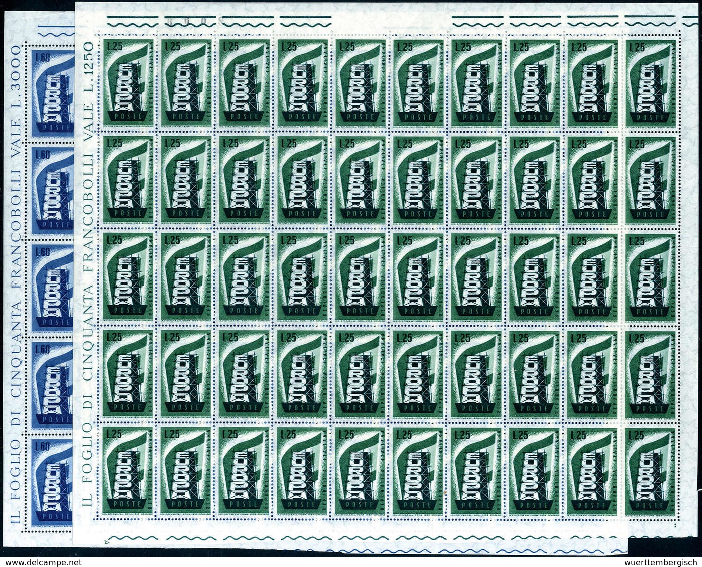 ** Europa 1956, Tadellos Postfrische Bogenserie.<br/><b>Katalogpreis: 750,-</b> (Michel: 973/74(50)) - Sonstige & Ohne Zuordnung