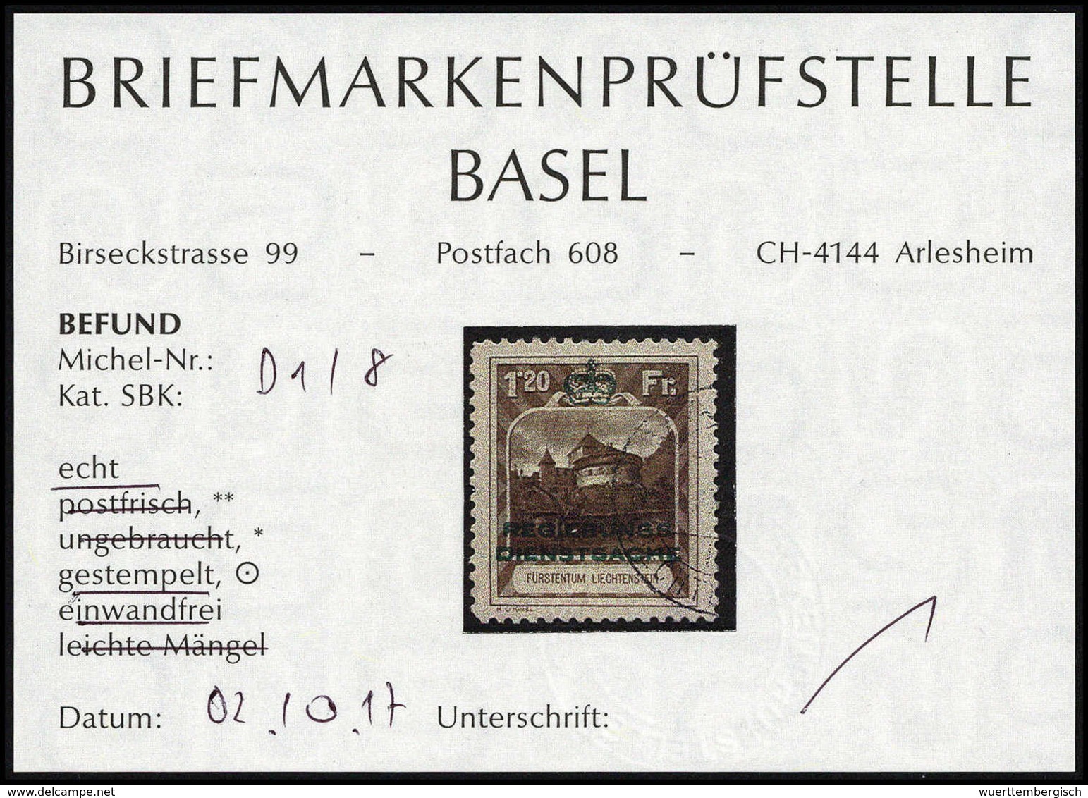 Gest. 5 Rp.-1,20 Fr., Tadellos Gestplt. Serie, Fotobefund Eichele.<br/><b>Katalogpreis: 700,-</b> (Michel: 1/8) - Altri & Non Classificati