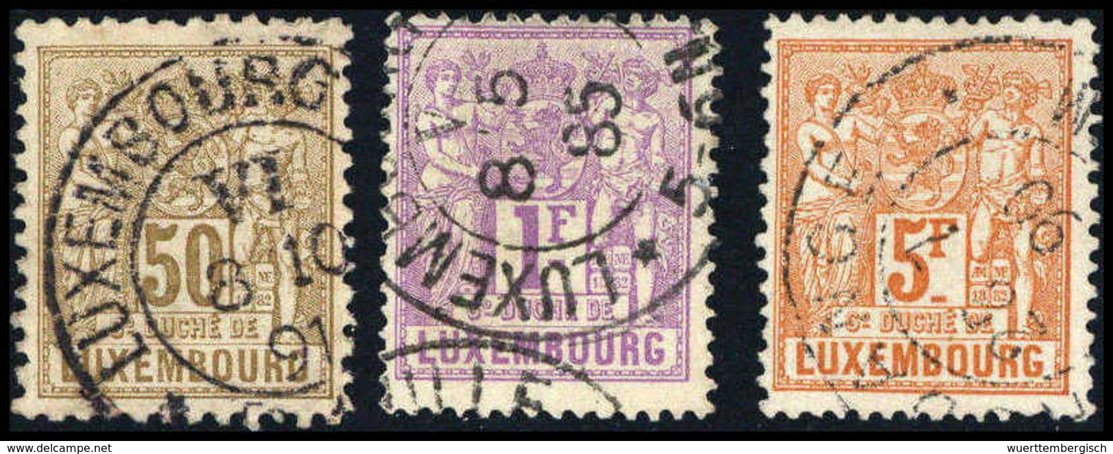 Gest. 50 C. Sowie 1 Und 5 Fr., Sauber Gestplt. Prachtstücke, 5 Fr. Sign. Demuth.<br/><b>Katalogpreis: 265,-</b> (Michel: - Other & Unclassified