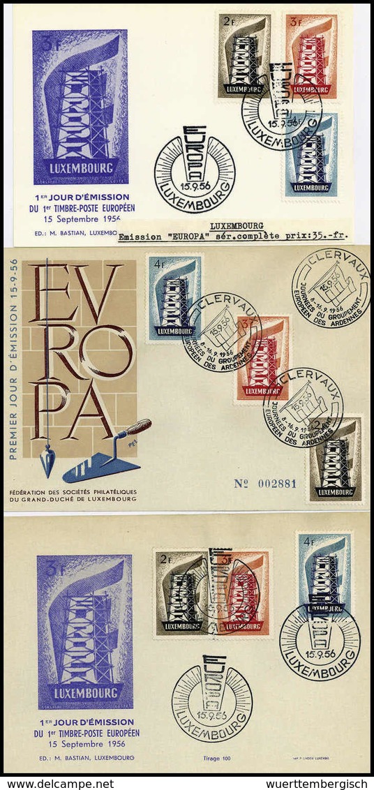 Europa 1956, Serie Auf Drei Tadellosen Illustr. FDCs Mit ESST.<br/><b>Katalogpreis: 360,-</b> (Michel: 555/57(3)) - Sonstige & Ohne Zuordnung