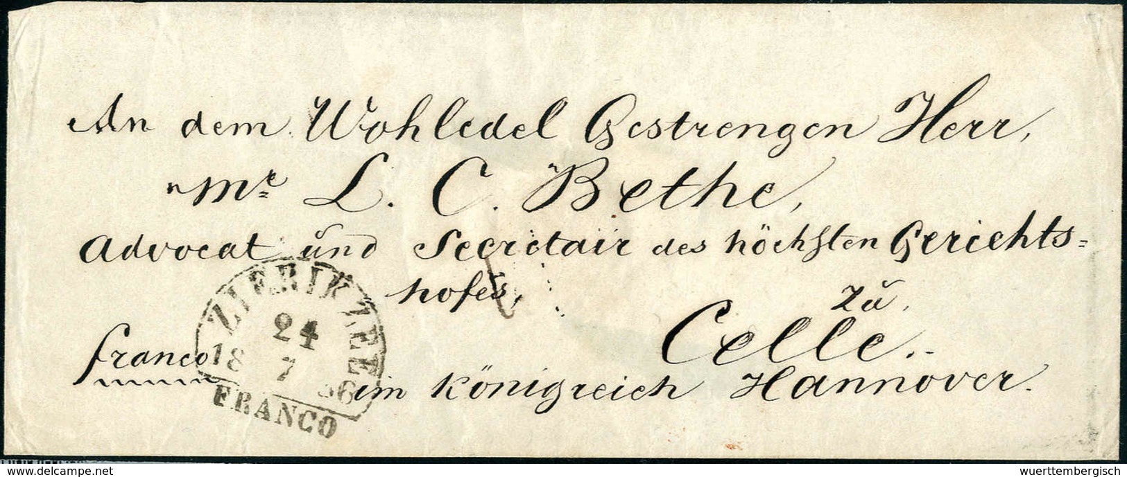 1856, ZIERIKZEE, HK Klar Auf Prachtbrief Von 1856 Nach Celle. - Sonstige & Ohne Zuordnung