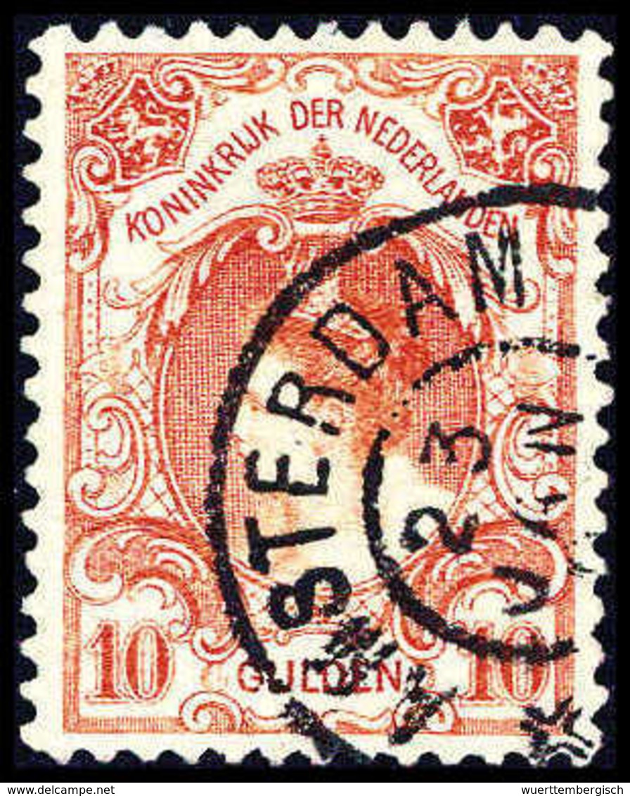 Gest. 10 G., Tadelloses Exemplar Mit Sauber Aufges. Stempel AMSTERDAM.<br/><b>Katalogpreis: 700,-</b> (Michel: 66A) - Altri & Non Classificati