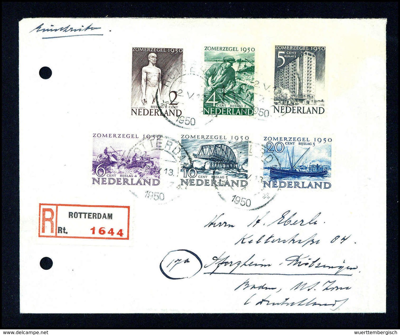 Sommermarken, Serie Auf Etwas Fleckigem, Gelochtem R-FDC Nach Dtld.<br/><b>Katalogpreis: 1.400,-</b> (Michel: 552/57) - Other & Unclassified