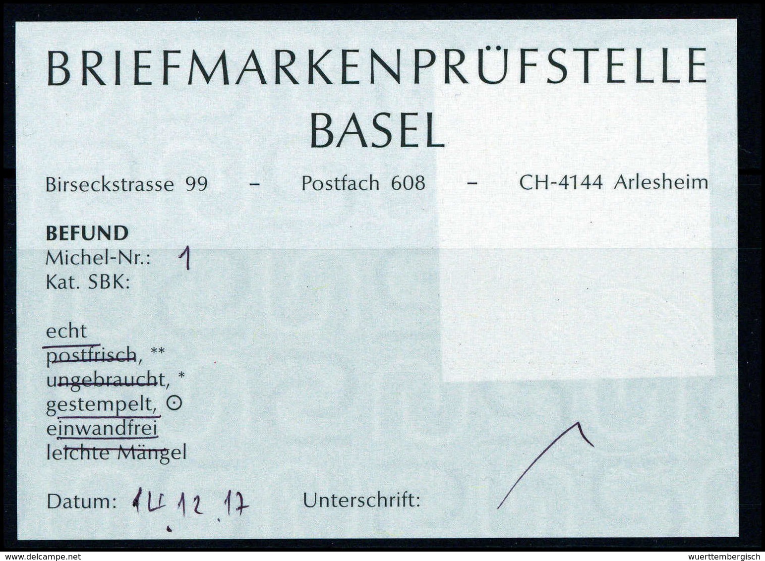 Gest. 4 Sk. Hellblau, Schöne Farbe, Außergewöhnlich Breitrandiges Luxusstück Mit Genau Zentr. Aufges. Roststempel. Ausna - Other & Unclassified