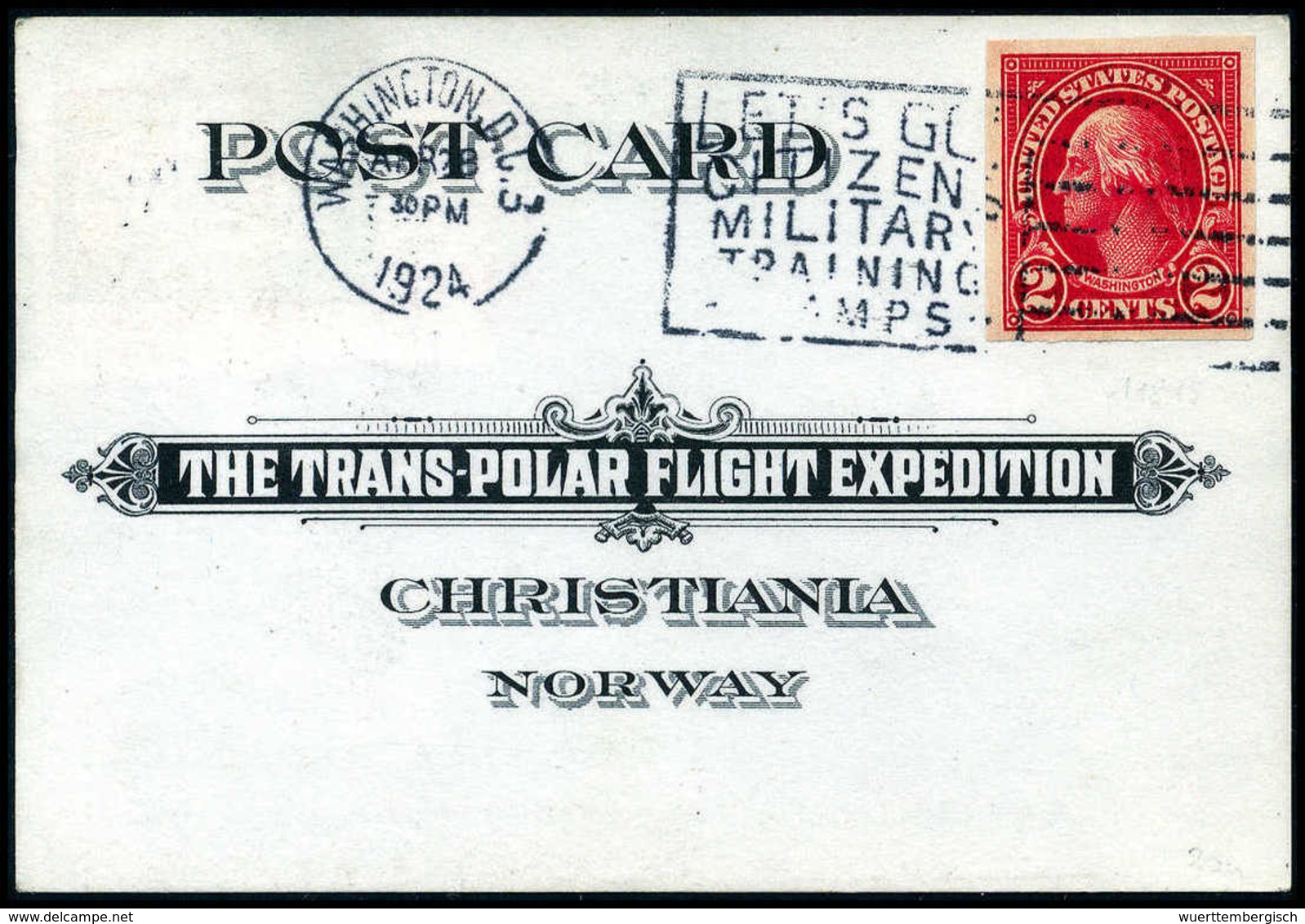 Beleg 1925, Trans-Polarflug-Expedition, Tadellose Miniatur-Ganzsachenkarte, Zunächst Mit Rs. Frankierter USA 2 C. Von Wa - Altri & Non Classificati