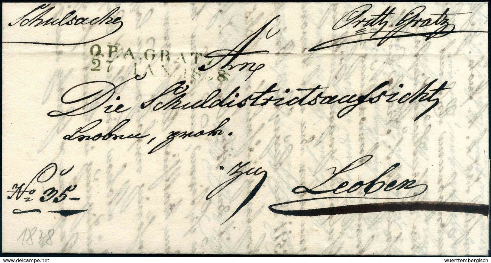 Beleg 1838, O.P.A.GRATZ, L2 Klar Auf Gef. Schulsache Nach Leoben. - Other & Unclassified