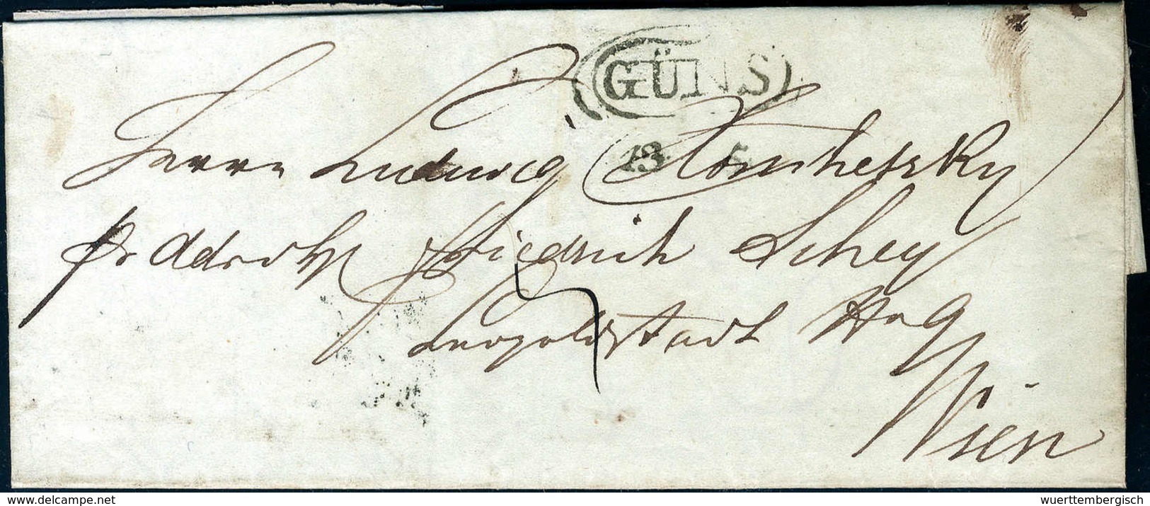 Beleg 1842, GÜNS, Ovalstempel Klar Auf Kab.-Brief Nach Wien. - Autres & Non Classés