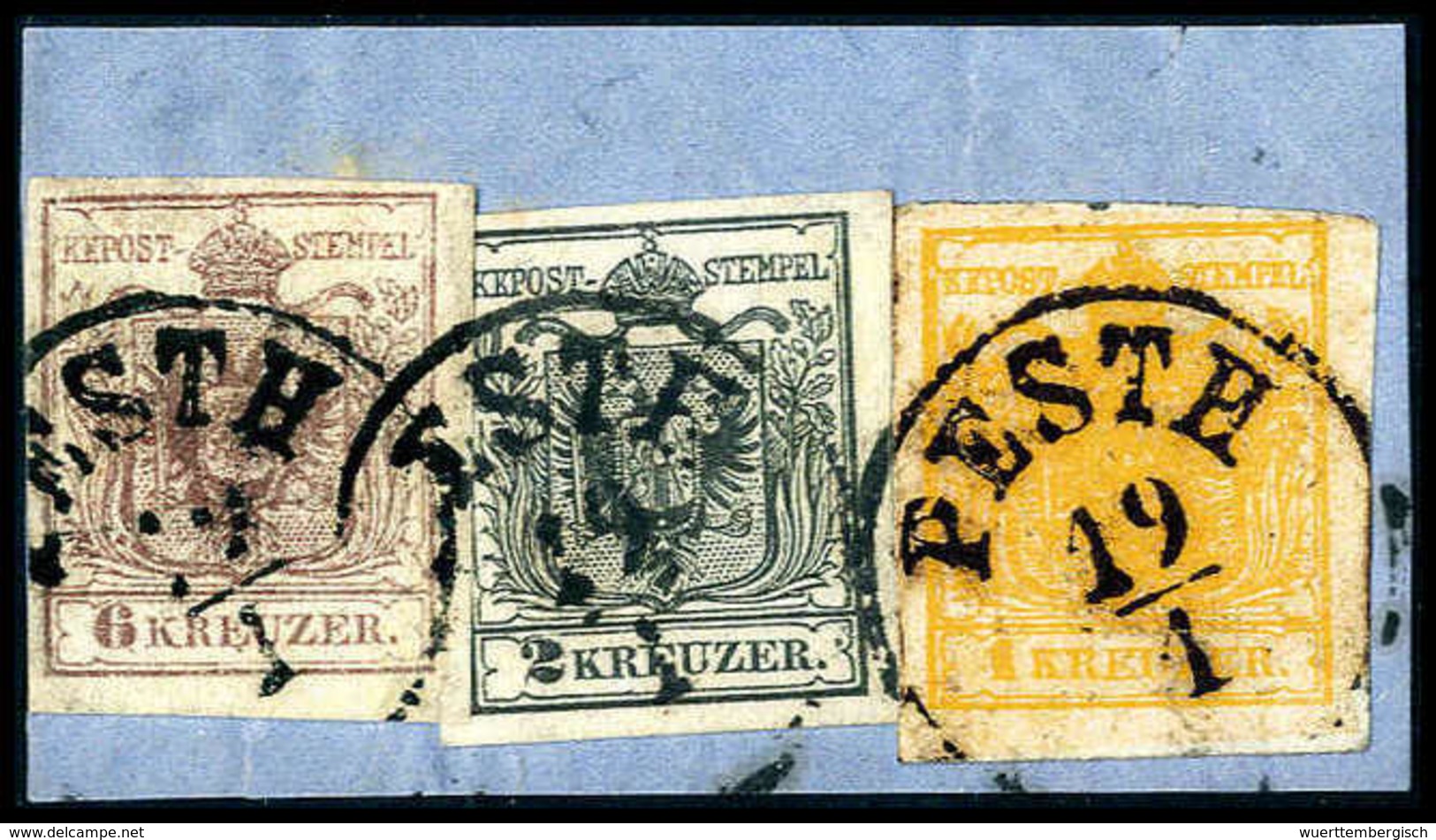 Briefst. 1 Kr. Mit 2 Kr. Schwarz Und 6 Kr. Braun, Frische Und Breitrand. Kab.-Stücke Als Seltene Dreifarben-Frankatur Au - Other & Unclassified