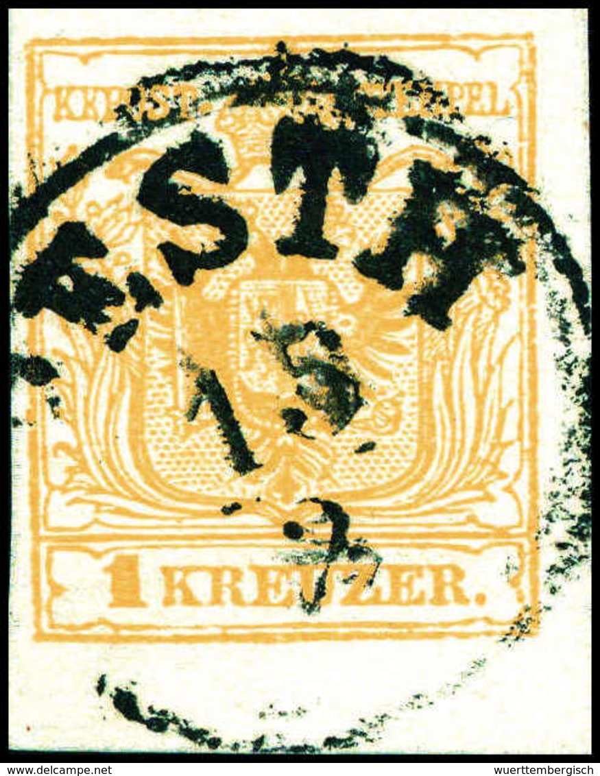 Gest. Erstdruck Platte A: 1 Kr. Goldgelb, Erstdruck Type III Platte A, Frisches Kab.-Stück Mit Breitem Unterem Bogenrand - Altri & Non Classificati