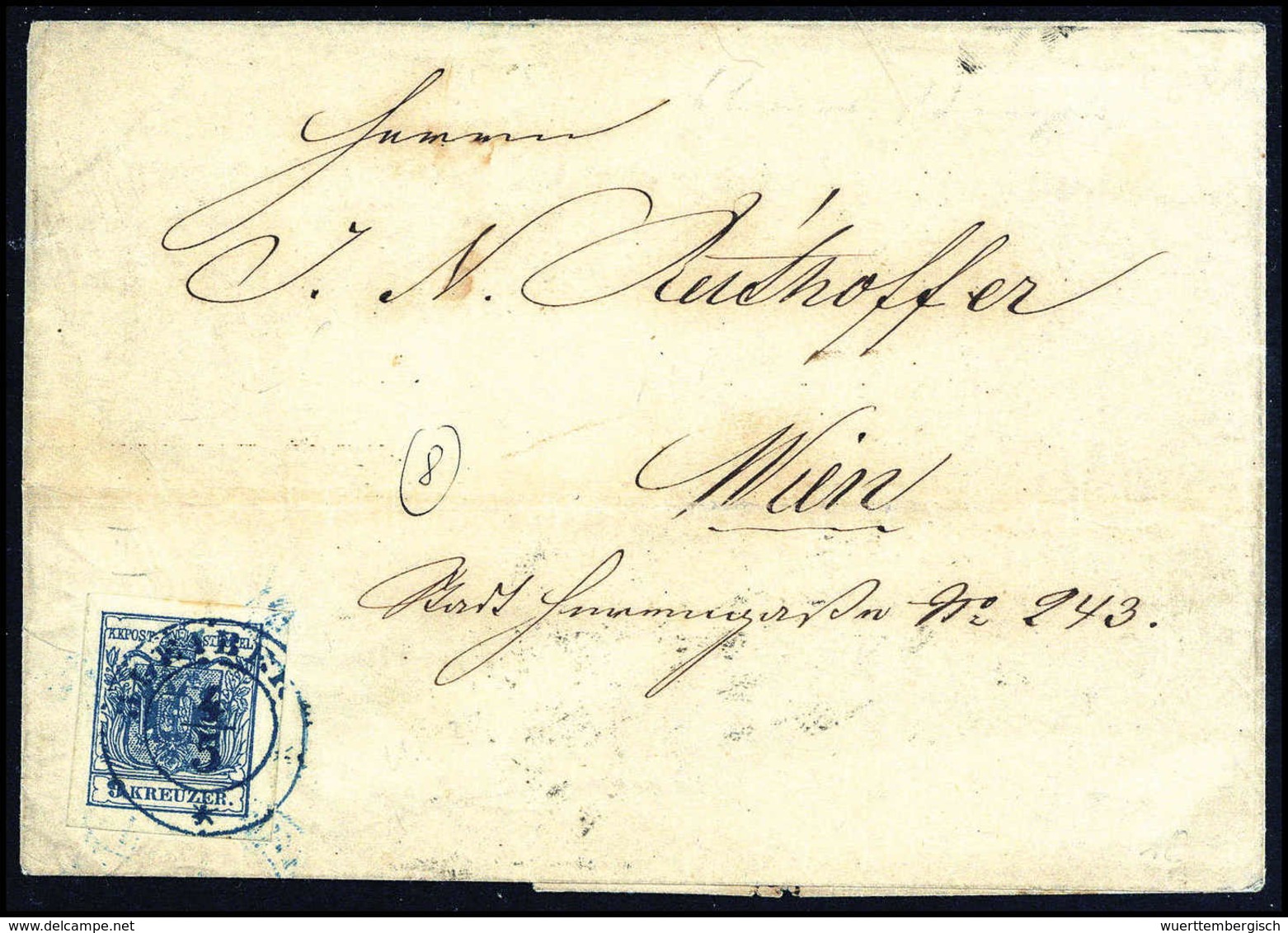 Beleg 9 Kr. Lebhaftblau, Type IIIb, Besonders Breitrandiges Luxusstück Mit Leuchtend Blauem K2 BLEIBERG 4/5 (1858) Auf W - Altri & Non Classificati