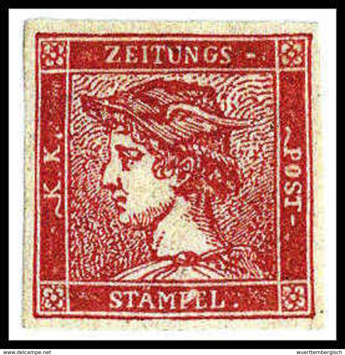 * 1856, 6 Kr./30 C. Zinnober, "Roter Merkur", Ungebrauchtes Kab.-Stück Mit Vollständigem, Frischem Und Quarzlampenreinem - Other & Unclassified