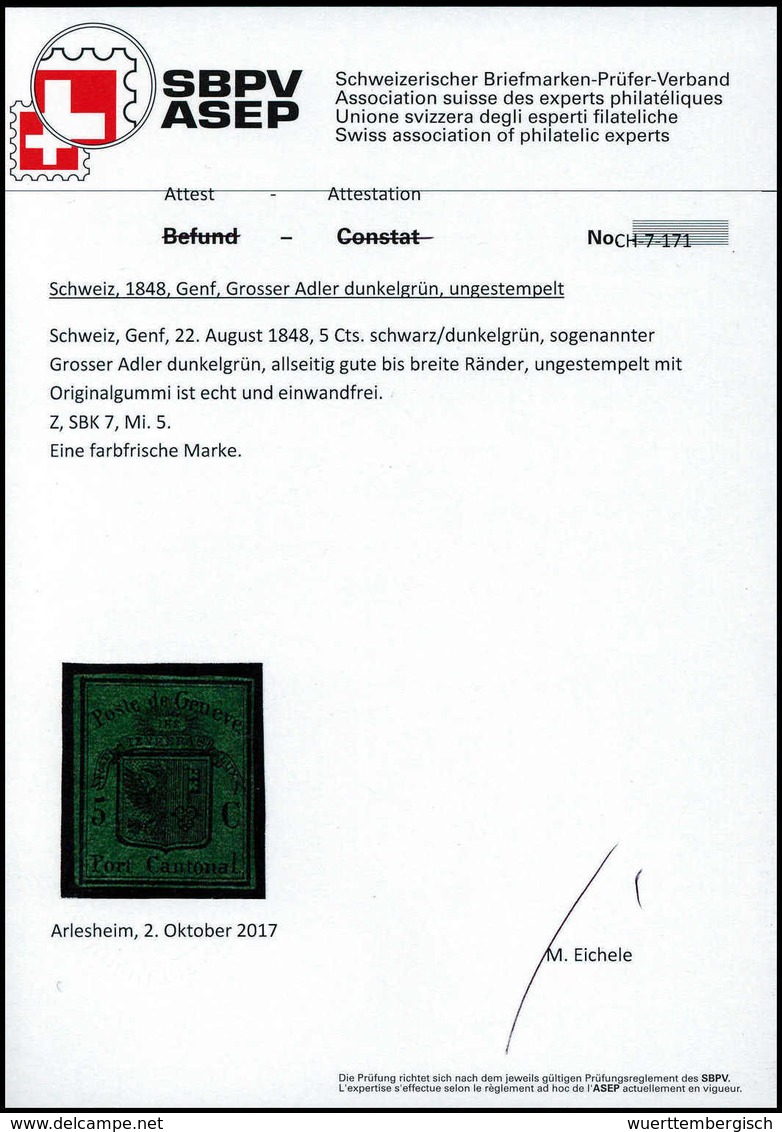 * 5 C., Großer Adler, Ungebr. Kabinettstück, Ringsum Breitrandig Und In Leuchtend Frischer Farbe. In Dieser Qualität Seh - Altri & Non Classificati