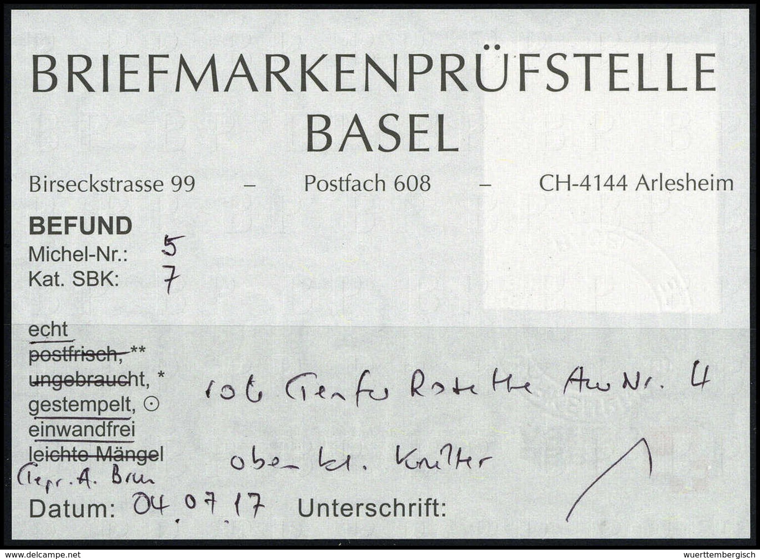 Gest. 5 C., Großer Adler, Tieffarbiges Prachtstück, Ringsum Perfekt Geschnitten Und Mit Roter Genfer Rosette (oben Kl. K - Autres & Non Classés