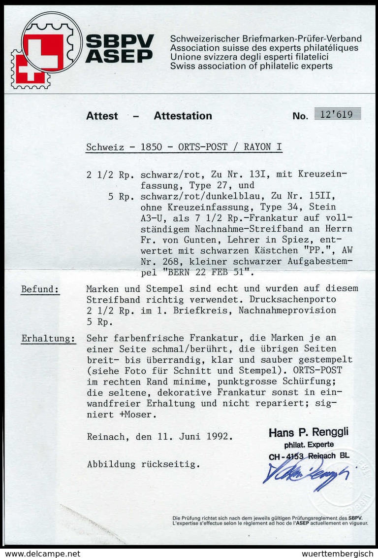 2½ Rp., Ortspost, In Mischfrankatur Mit Rayon I, 5 Rp. (je Eine Seite Winz. An Die Randlinie Geschnitten) Auf Aktenfrisc - Autres & Non Classés