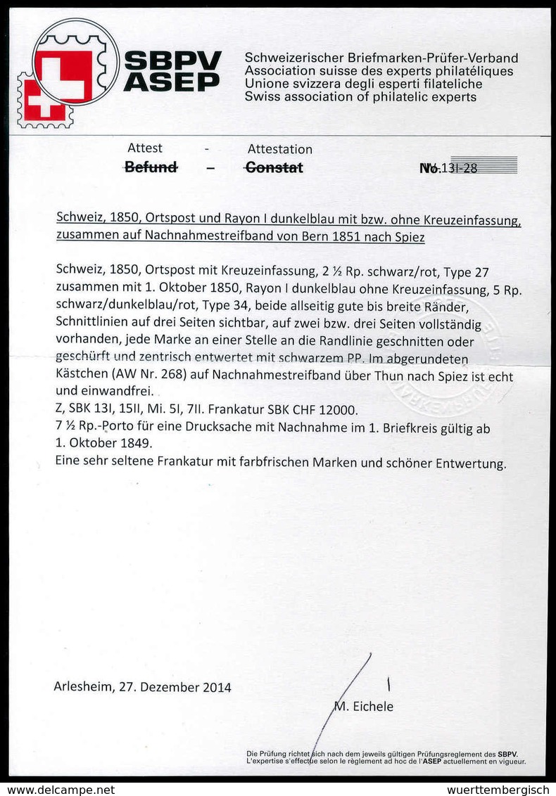 2½ Rp., Ortspost, In Mischfrankatur Mit Rayon I, 5 Rp. (je Eine Seite Winz. An Die Randlinie Geschnitten) Auf Aktenfrisc - Sonstige & Ohne Zuordnung