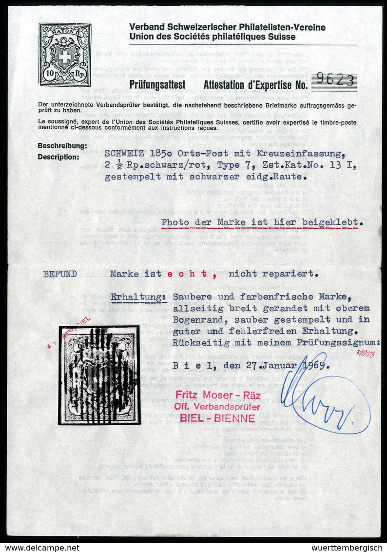 Gest. 2½ Rp., Ortspost, Ringsum Breitrand. Luxusstück Mit Ideal Aufgesetzter Eidgenöss. Raute In Der Bräunlichroten Farb - Sonstige & Ohne Zuordnung