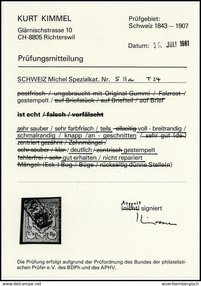 Gest. 2½ Rp. Ortspost, Ohne KE, Farbfrisches, Etwas Knapp Geschnittenes Exemplar Mit Sauber Aufges. R1 FRANCO, Fotobefun - Sonstige & Ohne Zuordnung