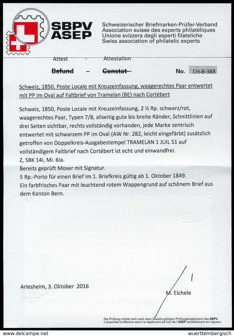 Beleg 2½ Rp., Poste Locale, Vorzüglich Geschnittenes, Waagr. Luxuspaar, Dreiseitig Mit Sichtbaren Trennungslinien Auf At - Autres & Non Classés