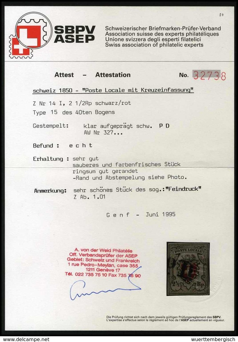 Gest. Erstdruck Poste Locale: 2½ Rp., Feiner Druck Mit Verdoppelungsspuren Bei Der Kordel (Erstdruck), Hervorragend Farb - Other & Unclassified