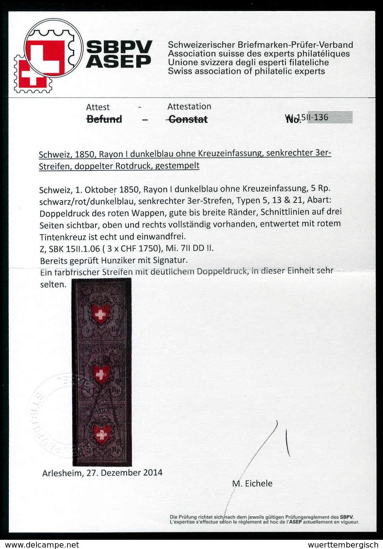 Gest. Doppeldruck Rayon I: 5 Rp., Abart: Doppeldruck Der Farbe Zinnoberrot, Tadelloser, Ringsum Breitrandig Geschnittene - Other & Unclassified