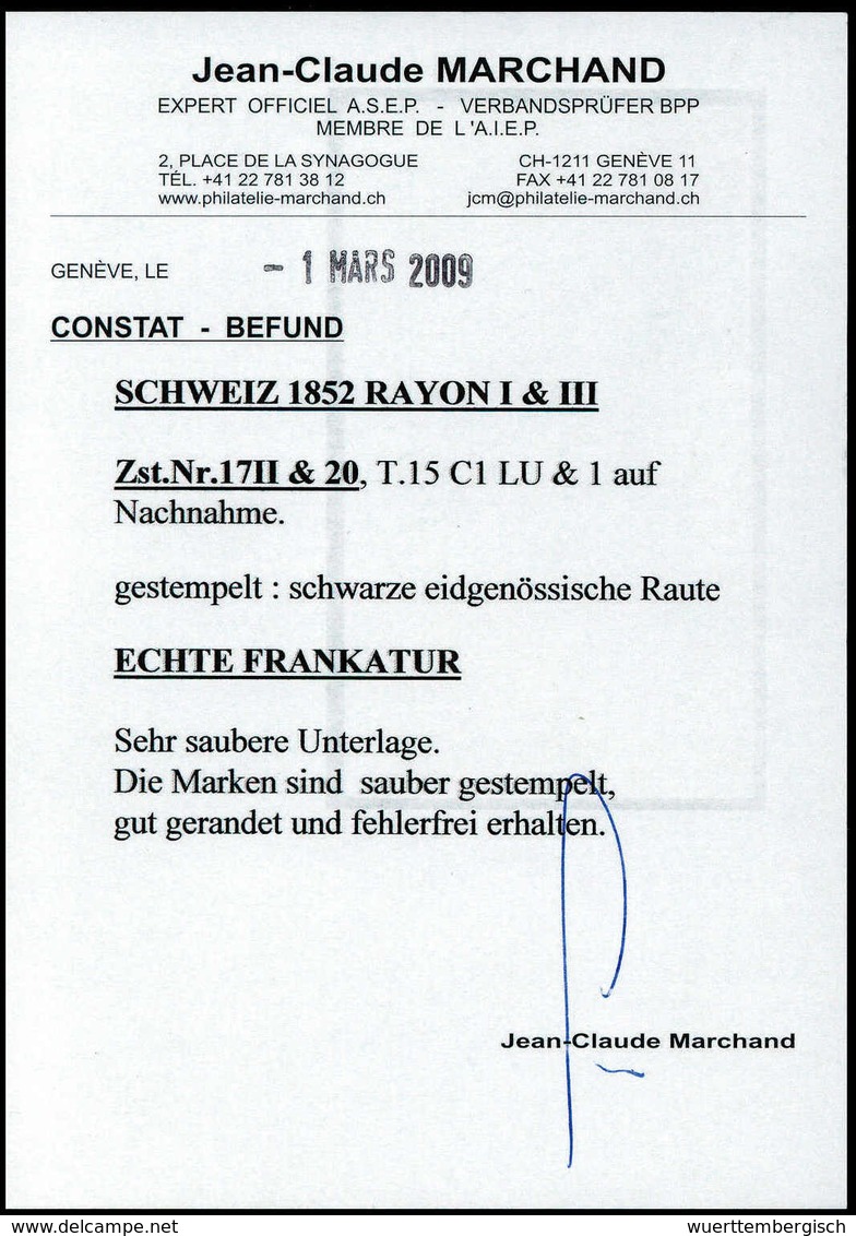 5 Rp., Mischfrankatur Mit Ausgabe 1852, 15 Rp. Rotorange Auf Frischem, Weißem Luxusbrief Mit Sauber Aufges. Schwarzer Ei - Sonstige & Ohne Zuordnung