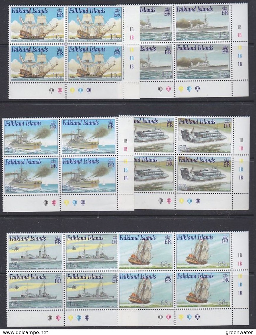 Falkland Islands 2001 Royal Navy Ships 6v Bl Of 4 (corner) ** Mnh (37774A) - Falklandeilanden